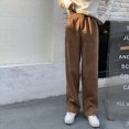 thumbnail image 1 of BUYISI Retro High Waist Corduroy Pants For Women Straight Leg Casual Fashion Loose Brown XL, 1 of 9