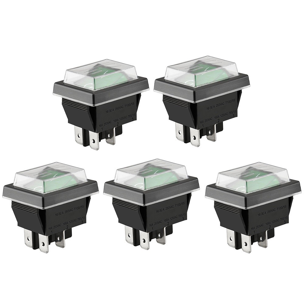 BUYISI Rocker Switch 4 Port Green Light Toggle Switch 16A 250VAC with ...