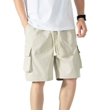 BUYISI Summer Cargo Shorts Men Streetwear Casual Sweatpants Thin Breathable With Pocket khaki M