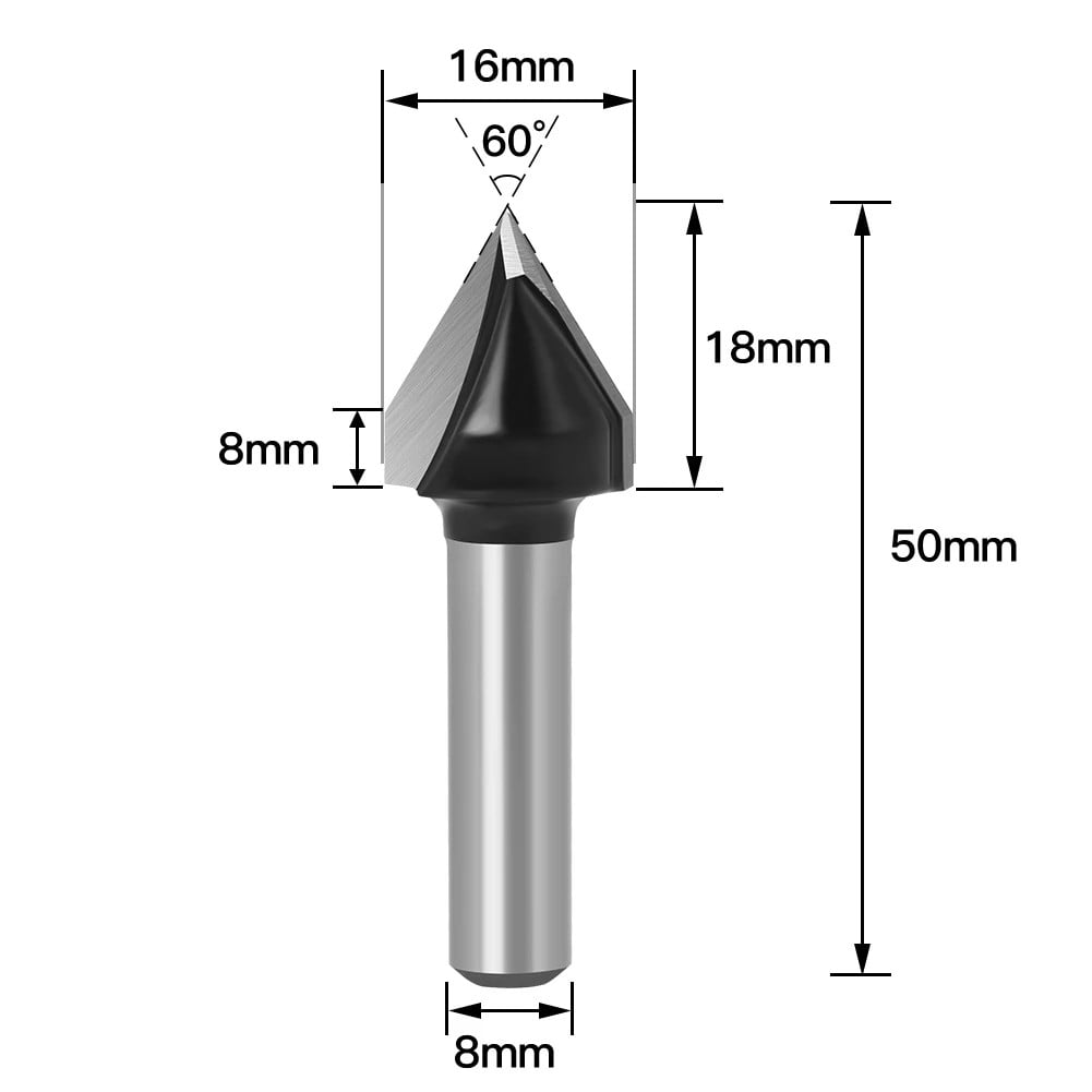 BUYISI V Shape Router Bit 8mm Cleaning Double-edged 60Degree End Mill ...