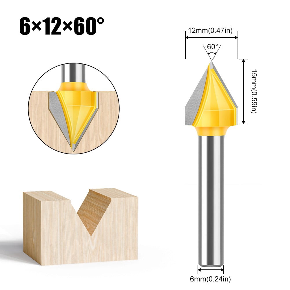 BUYISI V-Shaped Router Bit Carving Cutter Wood Milling Cutter 60/90/120 ...