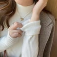 thumbnail image 1 of BUYISI Women Autumn Winter Velvet Lining Warm Turtleneck Sweater Fashion Basic Knit Top White Average Size, 1 of 1