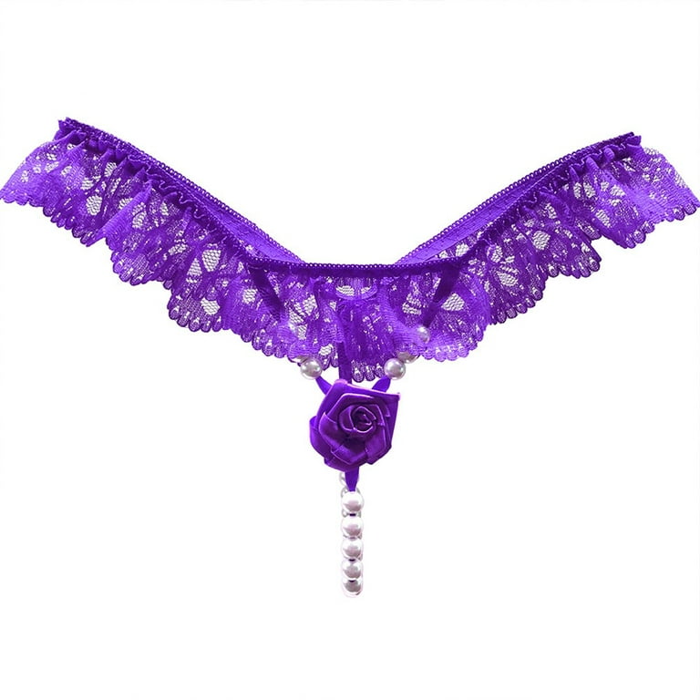 Sexy Women Crotchles Pearl G-String Lace Panties Lingerie Underwear T-Back  Thong
