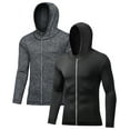 thumbnail image 1 of BUYJYA 2 Piece Men's Compression Workout Set Jacket Clothing Gym Tight Fit Zipper Hoodie Casual Running Quick Dry Top,Size S-3XL, 1 of 5