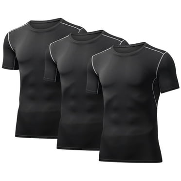 BUYJYA 3 Pack Men's Athletic Shirts Workout Short Sleeve Cool Dry Base Layer Undershirt Running T-shirts,Size S-3XL