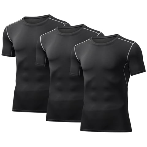 3 Pack Men's Athletic Shirts Workout Short Sleeve Cool Dry Base Layer Undershirt Running T-shirts,Size S-3XL
