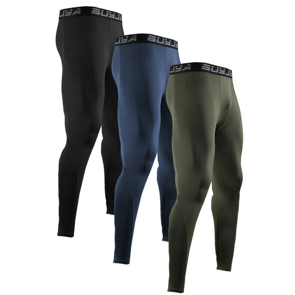 BUYJYA 3Pack Men's Athletic Pants Gym Tights Mens Leggings for Sports Yoga Workout Clothes