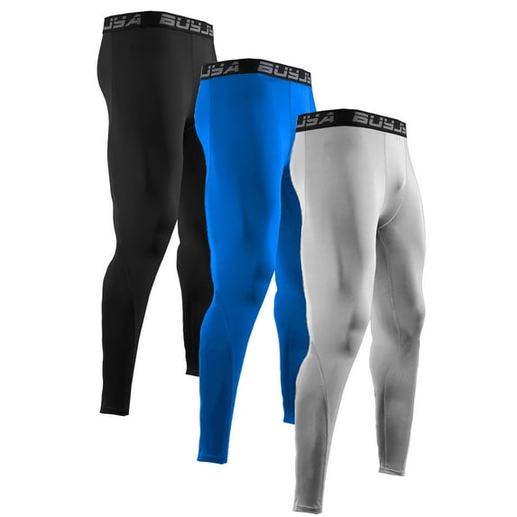 BUYJYA 3Pack Men's Athletic Pants Gym Tights Mens Leggings for Sports Yoga Workout Clothes