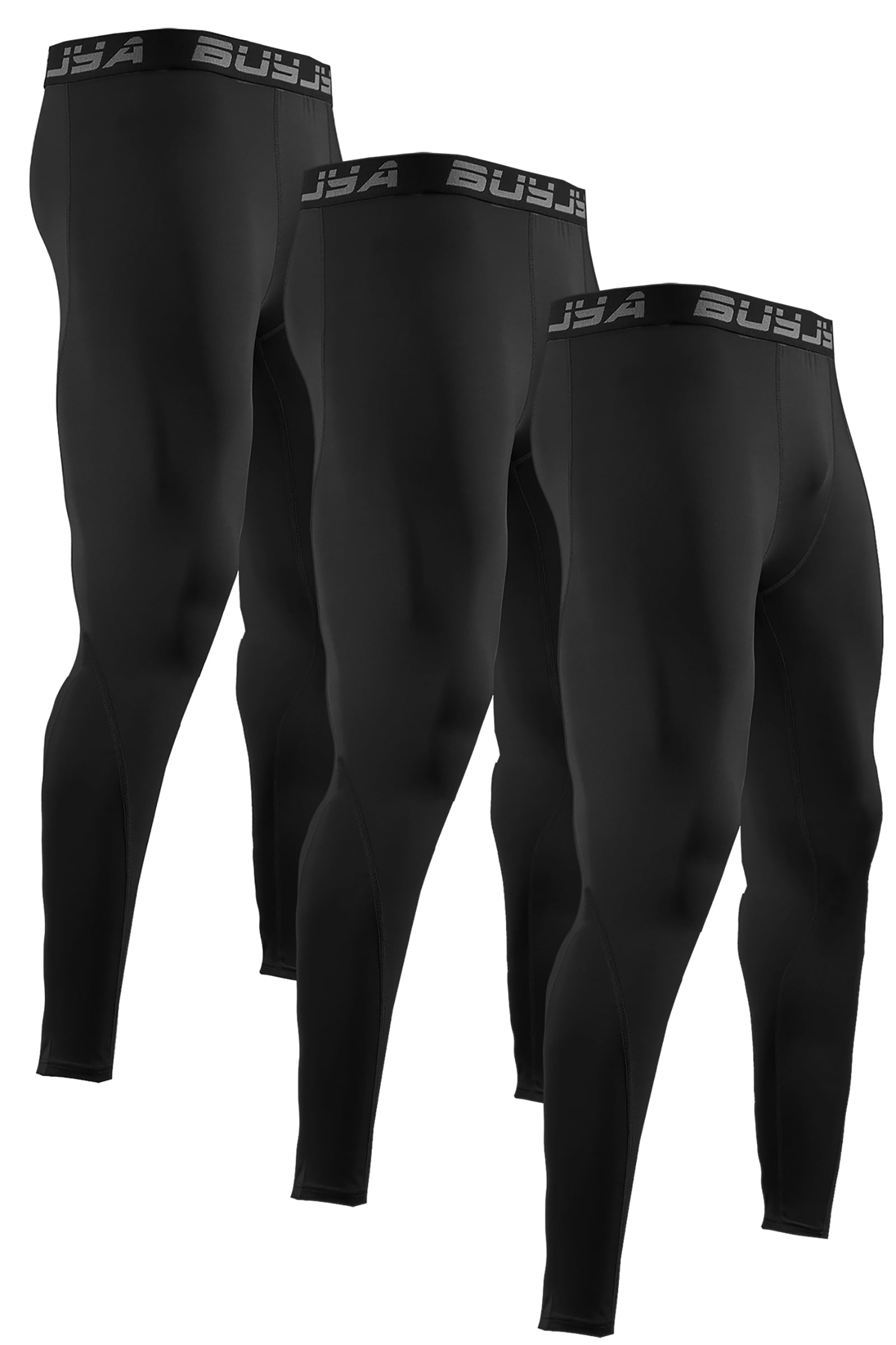 BUYJYA Men s 3 Pack Compression Pants Gym Tights Breathable Leggings for Sports Yoga and Workout Walmart