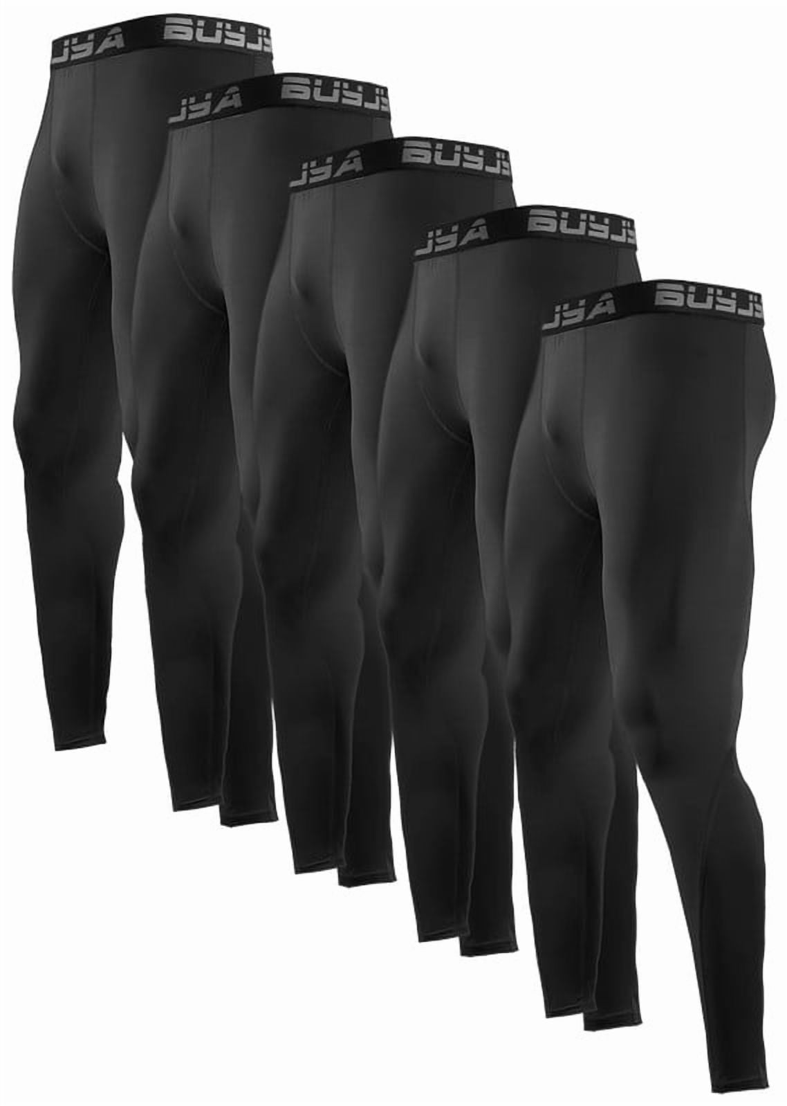 5 Pack Men's Athletic Pants Leggings Sports Tights Performance Workout Running Gym Thermal Underwear