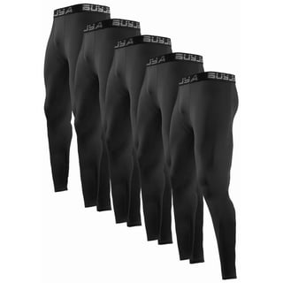 BUYJYA 5 Pack Men's Athletic Pants Leggings Sports Tights Performance Workout Running Gym Thermal Underwear