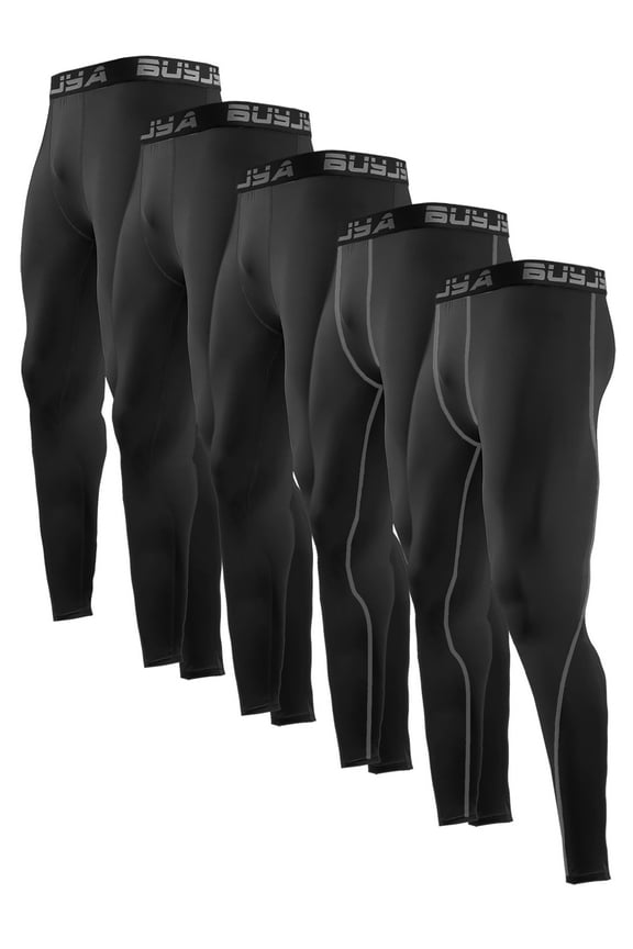 5 Pack Men's Athletic Pants Leggings Sports Tights Performance Workout Running Gym Thermal Underwear
