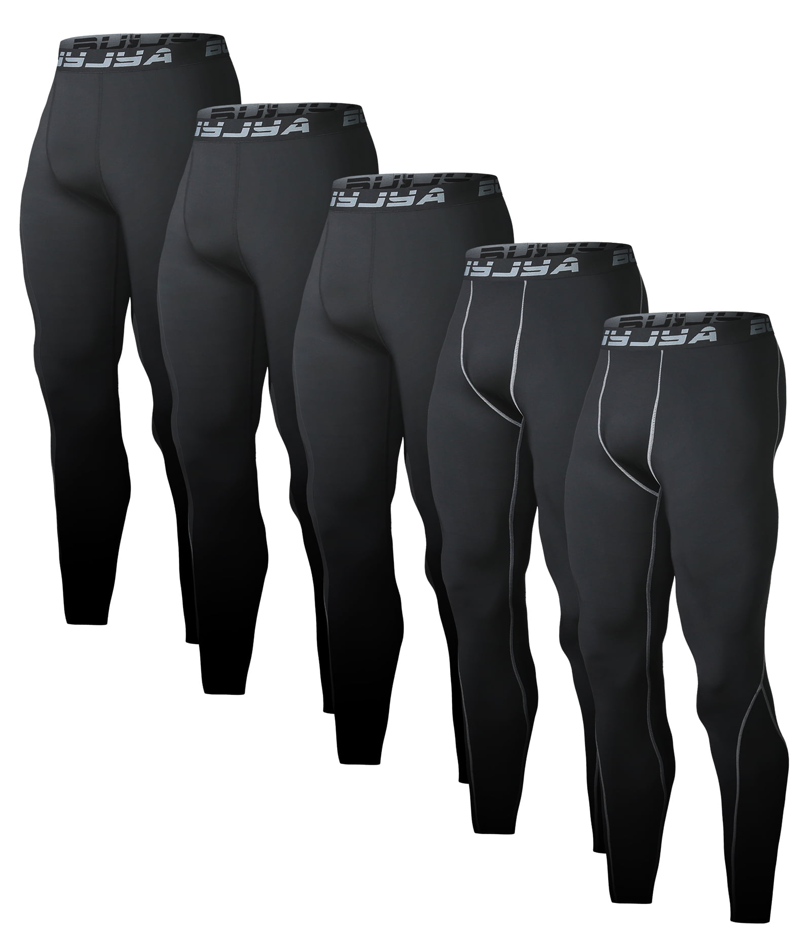 BUYJYA 5 Pack Men's Compression Pants Leggings Sports Tights ...