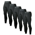 BUYJYA 5 Pack Men's Compression Pants Leggings Sports Tights