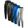 thumbnail image 1 of BUYJYA 5 Pack Men's Athletic Pants Leggings Sports Tights Performance Workout Running Gym Thermal Underwear, 1 of 7