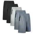 thumbnail image 1 of BUYJYA 5 Piece Men's Mesh Athletic Short Set with Zipper Pockets Performance Workout Shorts for Basketball Soccer Badminton Sports Training Running,Size S-3XL, 1 of 7