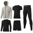 thumbnail image 1 of BUYJYA 5P Men's Gym Clothes Sets T-Shirt Long Sleeve Athletic Short Running Jacket Workout Pants, 1 of 9