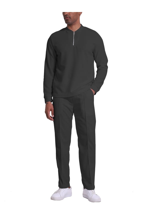 Men's 2Pieces Tracksuit Casual Quarter Zip Long Sleeve Top and Pants for Jogging Tennis Golf and Running