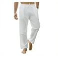 thumbnail image 1 of BUYJYA Men's Drawstring Linen Pants Casual Yoga Wedding Beach Loose Fit Straight With Pockets,Size S-3XL, 1 of 6