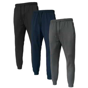 BUYJYA Men's Sweatpants Joggers Jogging Workout Athletic Pants with Zipper Pockets 3 Piece Set for Running Gym Hiking