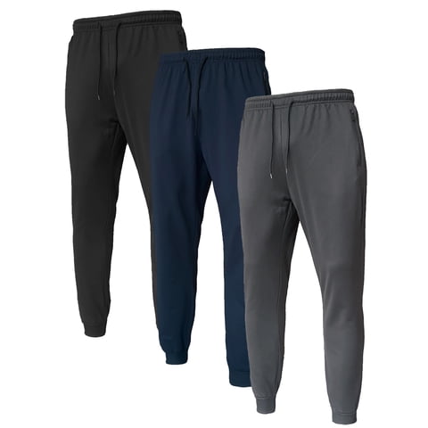 BUYJYA Men's Sweatpants Joggers Jogging Workout Athletic Pants with Zipper Pockets 3 Piece Set for Running Gym Hiking