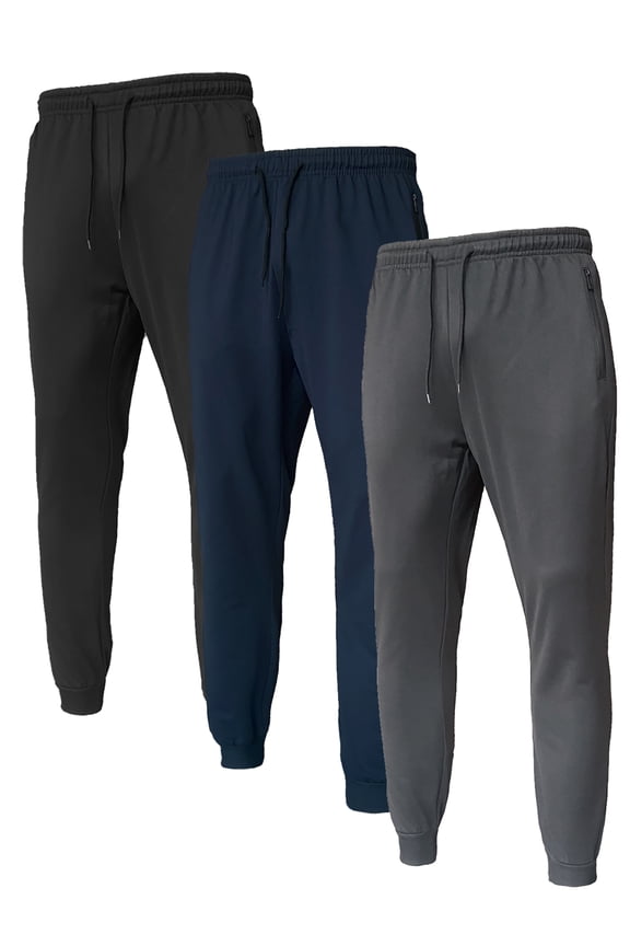 Men's Sweatpants Joggers Jogging Workout Athletic Pants with Zipper Pockets 3 Piece Set for Running Gym Hiking