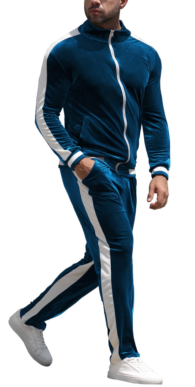 BUYJYA Men's Velour Tracksuit Set Velvet Sweatsuit Jogging Suits