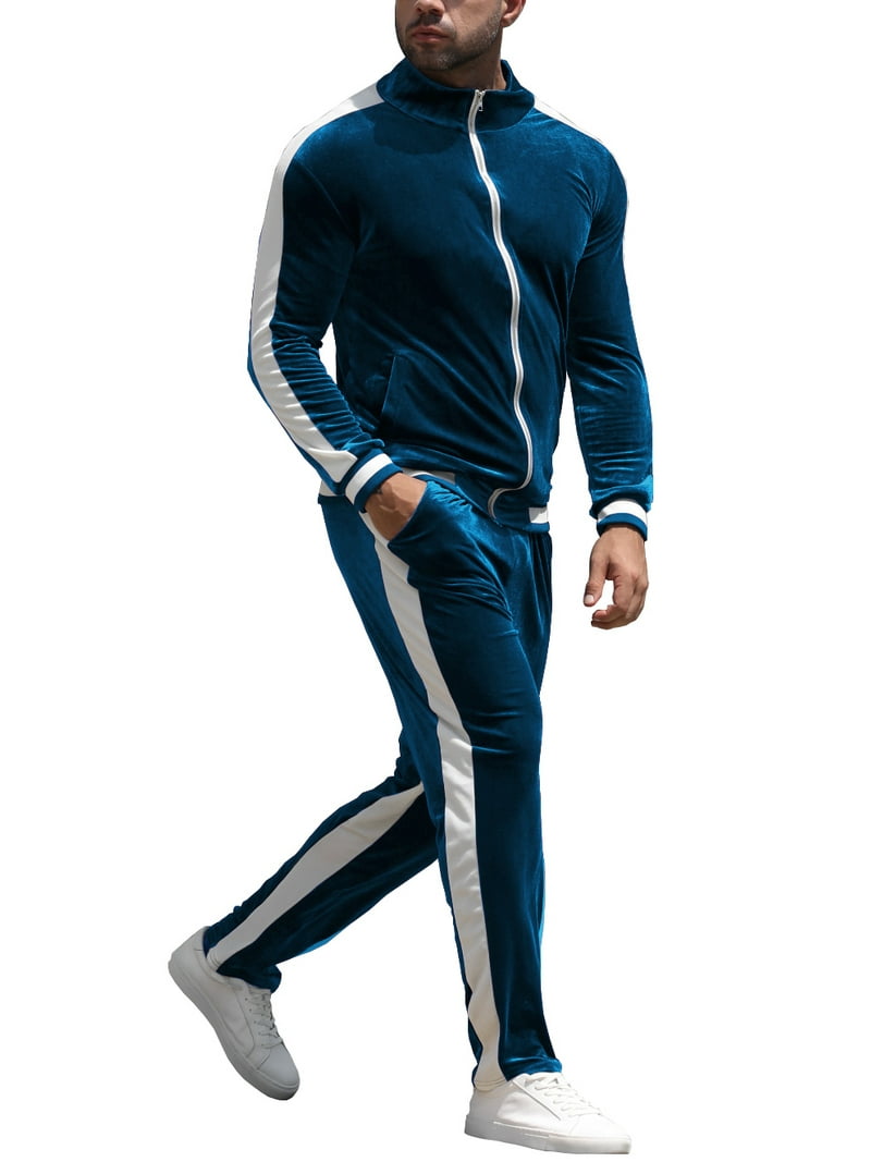 BUYJYA Men's Velour Tracksuit Set Velvet Sweatsuit Jogging Suits