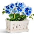 thumbnail image 1 of Ceramic orchid pot with holes,10×5 inch, premium thickened Handmade Glazed Pot with drainage and tray, accommodates 2 orchids, for easy repotting, 1 of 7