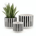 thumbnail image 1 of BUYMAX 4+5+6 inch Set of 3 Ceramic Planters, Black & White Vertical Stripes Pots with Drainage Hole, 1 of 10
