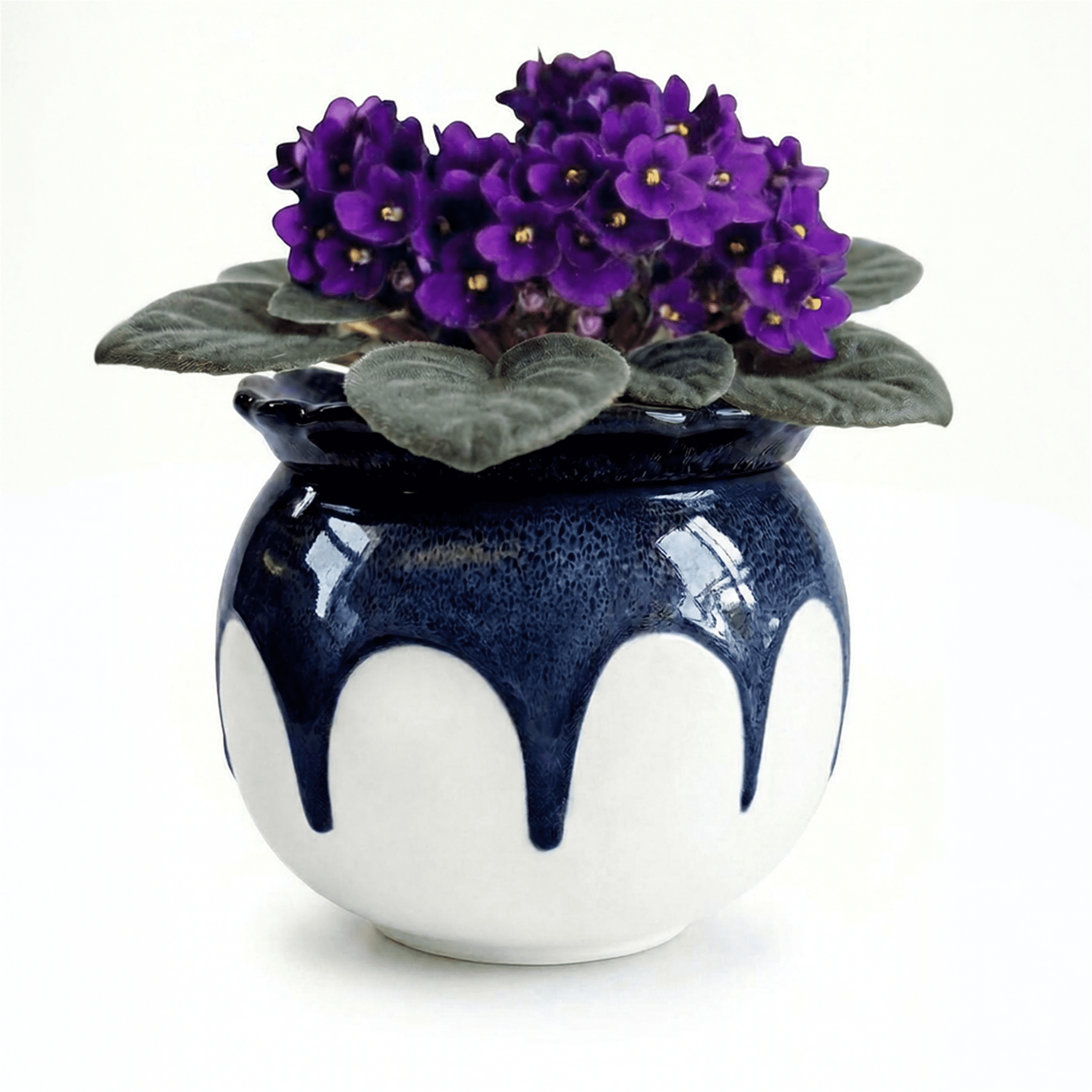 BUYMAX 6 inch Self-Watering Planter, African Violet Pot for Indoor Plants, Ocean Blue Reactive Glaze, Stoneware Ceramic Flower Pot for Home & Office Decor