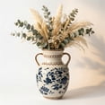 thumbnail image 1 of BUYMAX Light Blue Ceramic Vase, Vintage Two-Handle Vase for Flower Arrangements, Farmhouse Table Centerpiece, Decorative Vase for Dried or Fresh Flowers, 1 of 9
