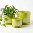 thumbnail image 1 of BUYMAX Plant Pots, 4+5+6 inch Pots for Indoor Plants,Ceramic Planter Pot with Drainage Hole,Flower Pots for Succulent Cactus,Set of 3 - Rainbow Pearl Glaze Green, 1 of 7