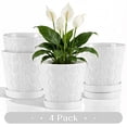 thumbnail image 1 of BUYMAX  Shell-Embossed 5" Ceramic Plant Pots with Drainage, White Indoor Flower Pots,Bathroom Decor,Set of 4, 1 of 6