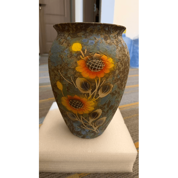 BUYMAX Sunflower Hand Painted Ceramic Vase, Whimsical Garden Art, Handmade Home Decor for Living Room, Farmhouse Style