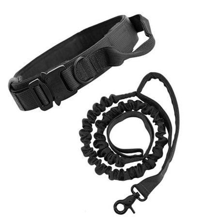 BUYTER Reflective Nylon Tactical Dog Collar Military Adjustable Durable for Large German Shepherd Outdoor Working Training Walking with Leash