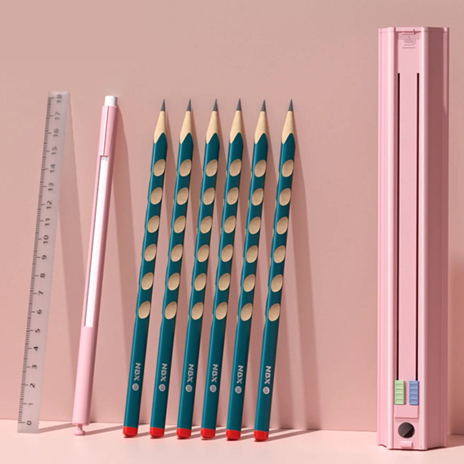 BUYWON Cute Hexagonal Pencil Case with 6 Pencils Ruler Eraser ...