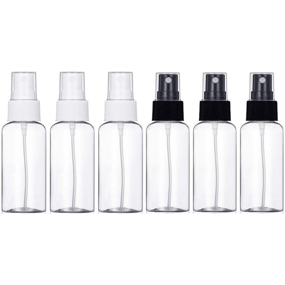 BUZIFU 10 PCS 50ml Spray Bottle Empty Plastic Fine Mist Travel Atomiser Set with 2 Funnels - Clear Refillable & Reusable Travel Size Bottle Toiletries Liquid Containers for Cosmetic Make-up