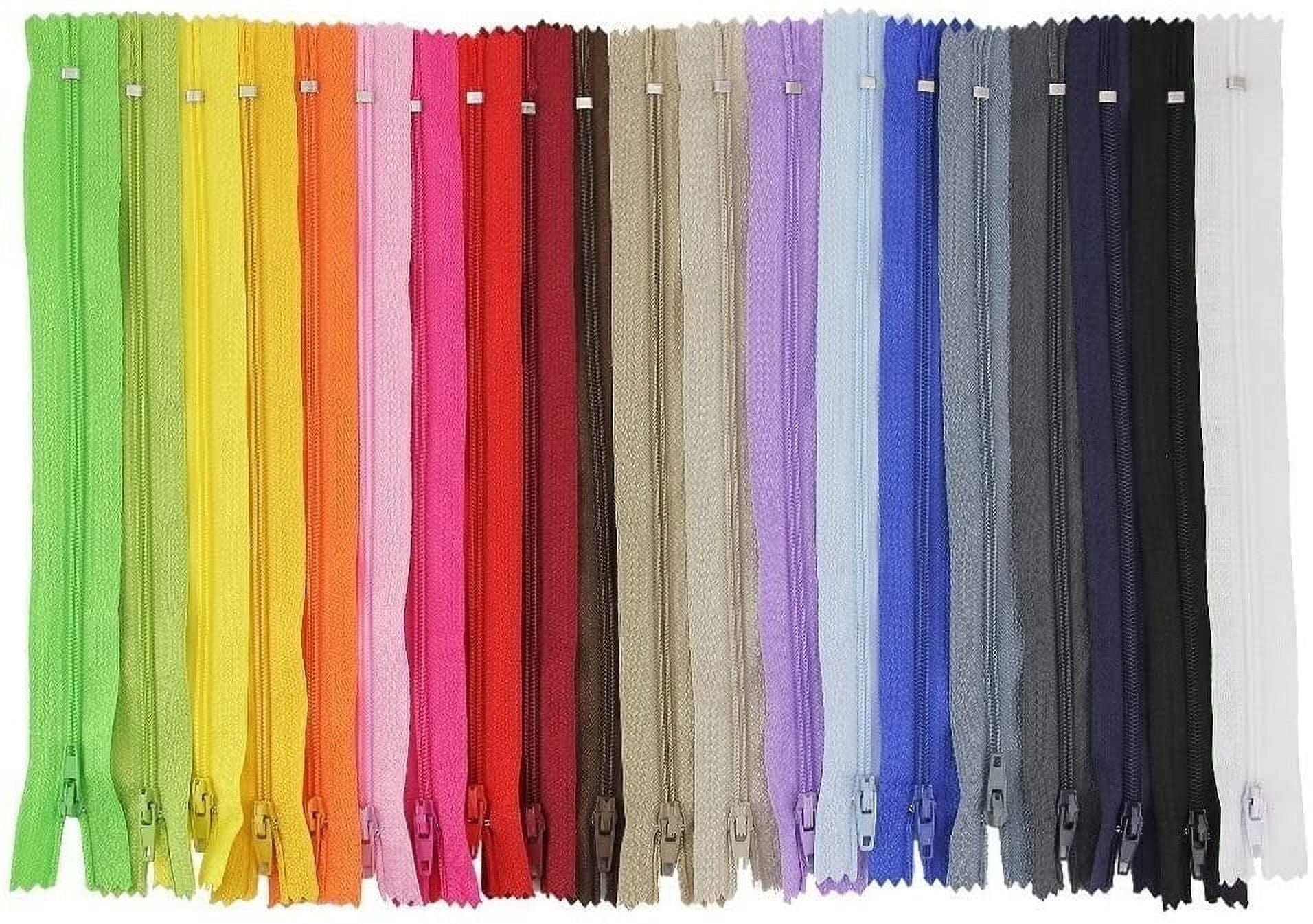 BUZIFU 100PCS Zippers 9 Inch Multicolor Nylon Coil Zippers Colorful