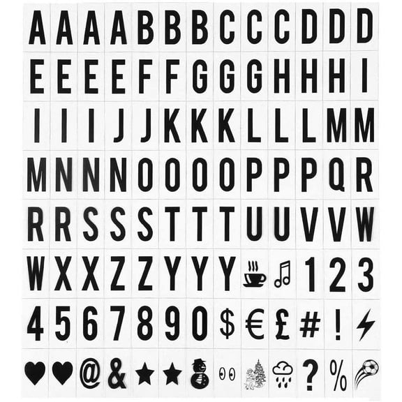 BUZIFU 104pcs Cinema Light Box Letters 65x35mm Led Cinema Board Light Box Replacement Letters & Numbers Symbols for A3 A4 A5 Cinematic Lamp Box, Halloween Decoration (Black)