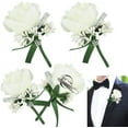 thumbnail image 1 of BUZIFU 11.5 cm Artificial Silk White Rose Prom Bouquet (4 Count), 1 of 7