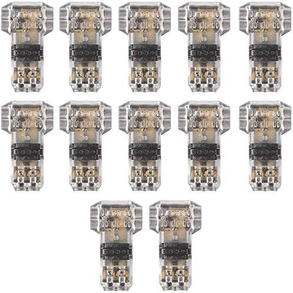 BUZIFU 12 Pcs Wire Connectors 3 Way Cable Connectors 12V Low Voltage Electrical T Tap Splice Wire Connectors 2 Pin Universal Butt Splice No Wire Stripping Reqired for 20-22 AWG Electrical Wire