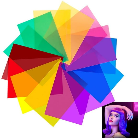 BUZIFU 14 Pack Correction Gel Light Filter 29.7 * 21cm A4 Overlays Transparency Color Film Plastic Sheets Gel Lighting Filters 7 Assorted Colors for Kids,Photo Studio,Photography,Stage Lighting
