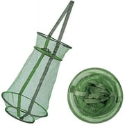 BUZIFU 2 PCS Fishing Net Foldable Fishing Mesh Trap Collapsible Fish Cage Basket Nylon Fishing Keep Net Portable Crayfish Traps Pot for Lures Crayfish Crab Fishes Smelt Minnows Shrimps Lobsters
