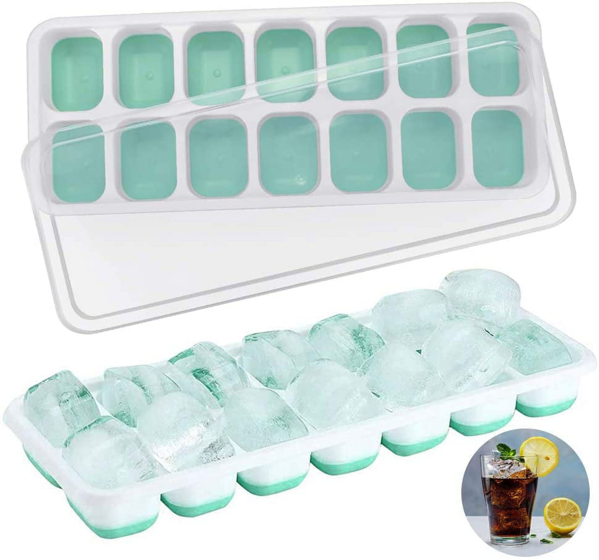BUZIFU 2 PCS Ice Cube Tray with Lid 14-Block Ice Molds with Easy ...