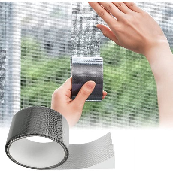 BUZIFU 2 Rolls Window Screen Repair Tape Fiberglass Mesh Patch Screen Adhesive Tape Screen Self-Adhesive Patch Repair Kit for Window and Door Screen Repair Anti-Mosquito (2 x 80 Inch, Black)