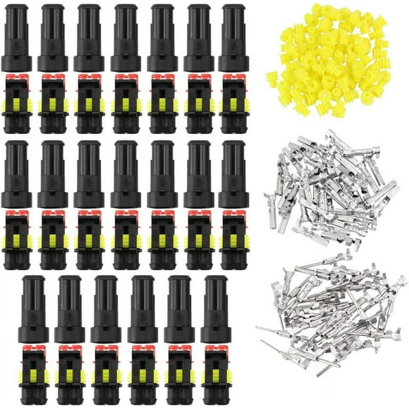 BUZIFU 20 Sets Waterproof Connector,2 Pin Electrical Terminal Wire Connector IP67 AMP PA66 Nylon 12V 1.5mm Car Electrical Connector Plug Terminal Plug Power Plug for Car Motorcycle Caravan Boat