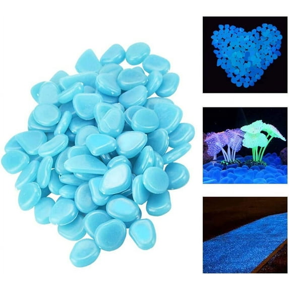 BUZIFU 200pcs Glow in the Dark Pebbles Luminous Stones Blue Glowing Garden Pebbles Luminous Cobblestones Glow Stones Fish Tank Decorative Rocks Gravel Decoration for Garden Walkways Flowerpot