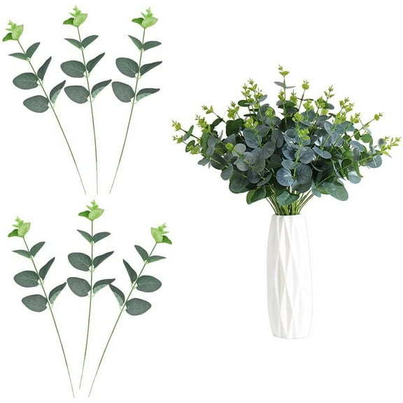 BUZIFU 25 Pcs Artificial Eucalyptus Stems Faux Eucalyptus Branches Artificial Silver Dollar Eucalyptus Leaves Eucalyptus Artificial Flowers Faux Greenery Stems for Wedding Bouquets Flower Arrangement