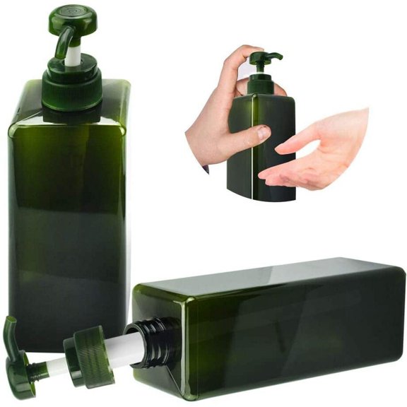 BUZIFU 2Pcs 650ml Pump Bottle Empty Pump Dispenser Bottles Refillable Plastic Pump Bottles for Dispensing Lotions/Shampoos, Soap Pump Bottle Container Hand Soap Dispenser for Kitchen Bathroom, Green
